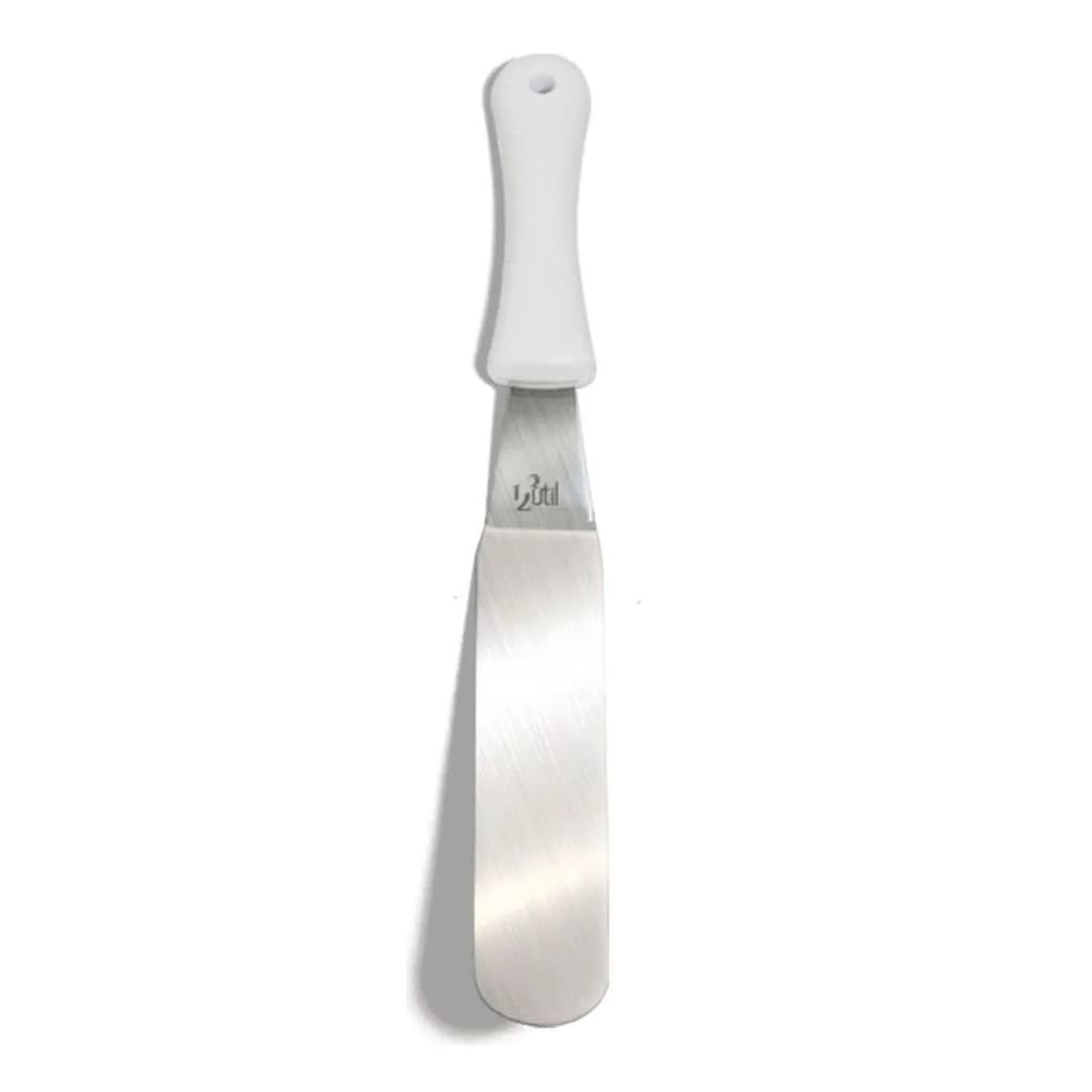 Espátula de confeiteiro curvada aço Inox 9,5" Cabo branco 38Cm UD622