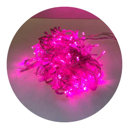 Cordão de 100 Lâmpadas LED Gota Rosa 10 Metros Fio Crystal