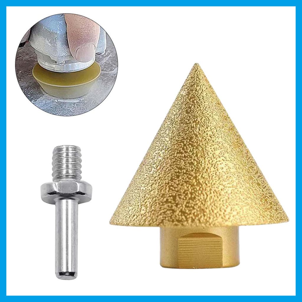 Broca chanfradora de diamante rosqueada M10 bene50mm Fresa cônica polimento de telha cerâmica com biela M10