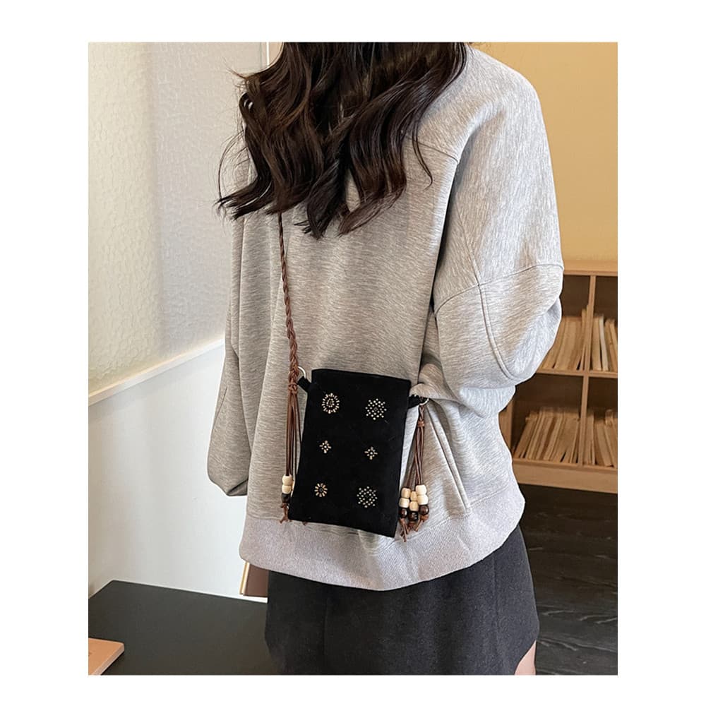 Novo estilo chinês bordado borla mensageiro saco do telefone móvel Mini pequeno saco nicho Design Retro saco do mensagei