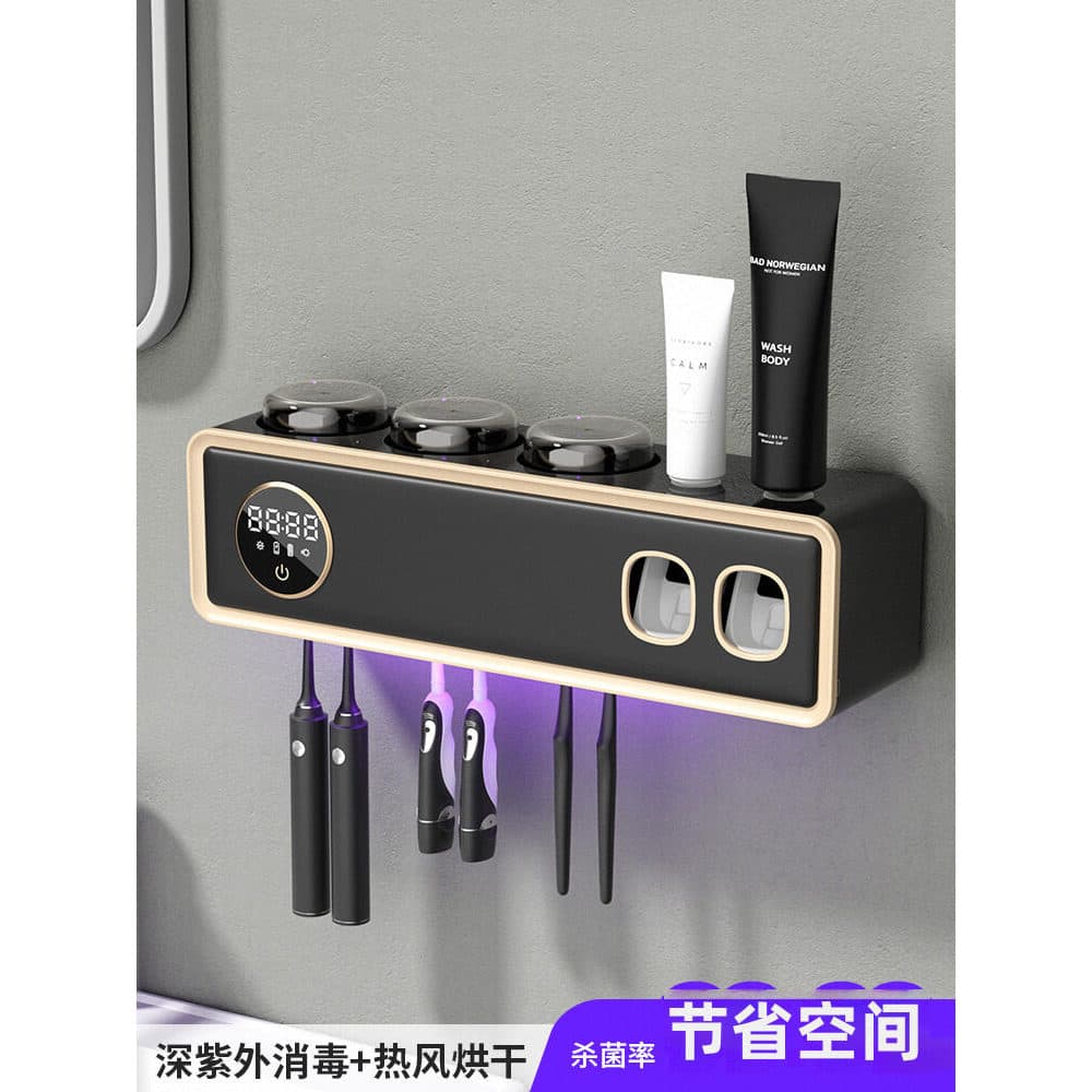 Suporte de escova de dentes esterilizador secagem inteligente esterilização ultravioleta elétrica sem perfuração fixado