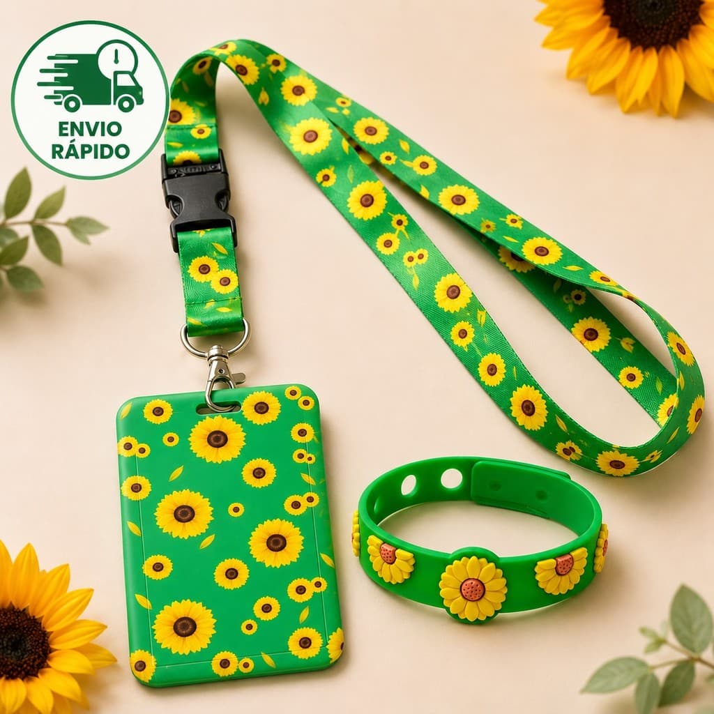 Cordão Girassol Poliéster + Porta Crachá Vertical – Doenças Ocultas