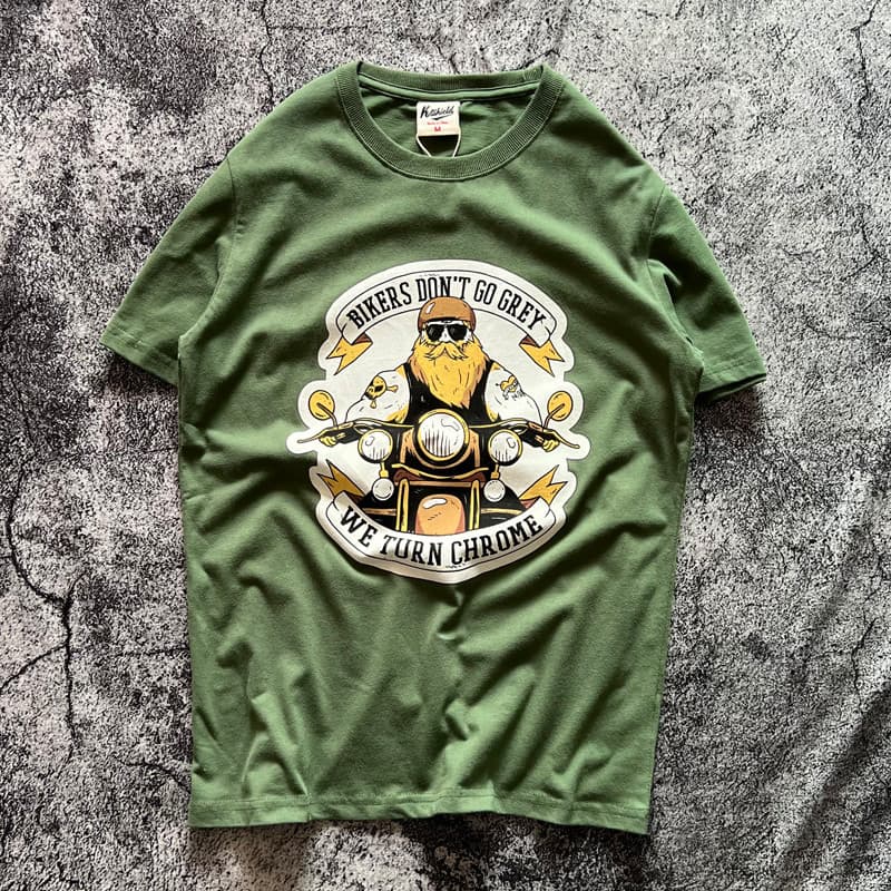 Americano Retro estilo étnico Ami cáqui puro algodão de manga curta camiseta Casual em torno do pescoço solto lavado mei