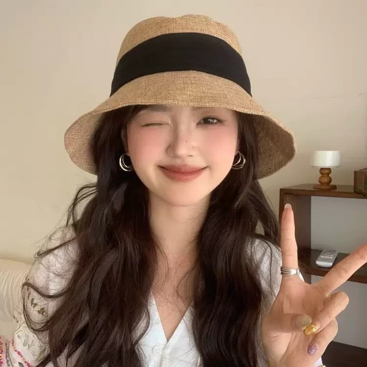 Chapéu balde de linho japonês feminino verão aba grande protetor solar bacia chapéu respirável leve volta divisão chapéu