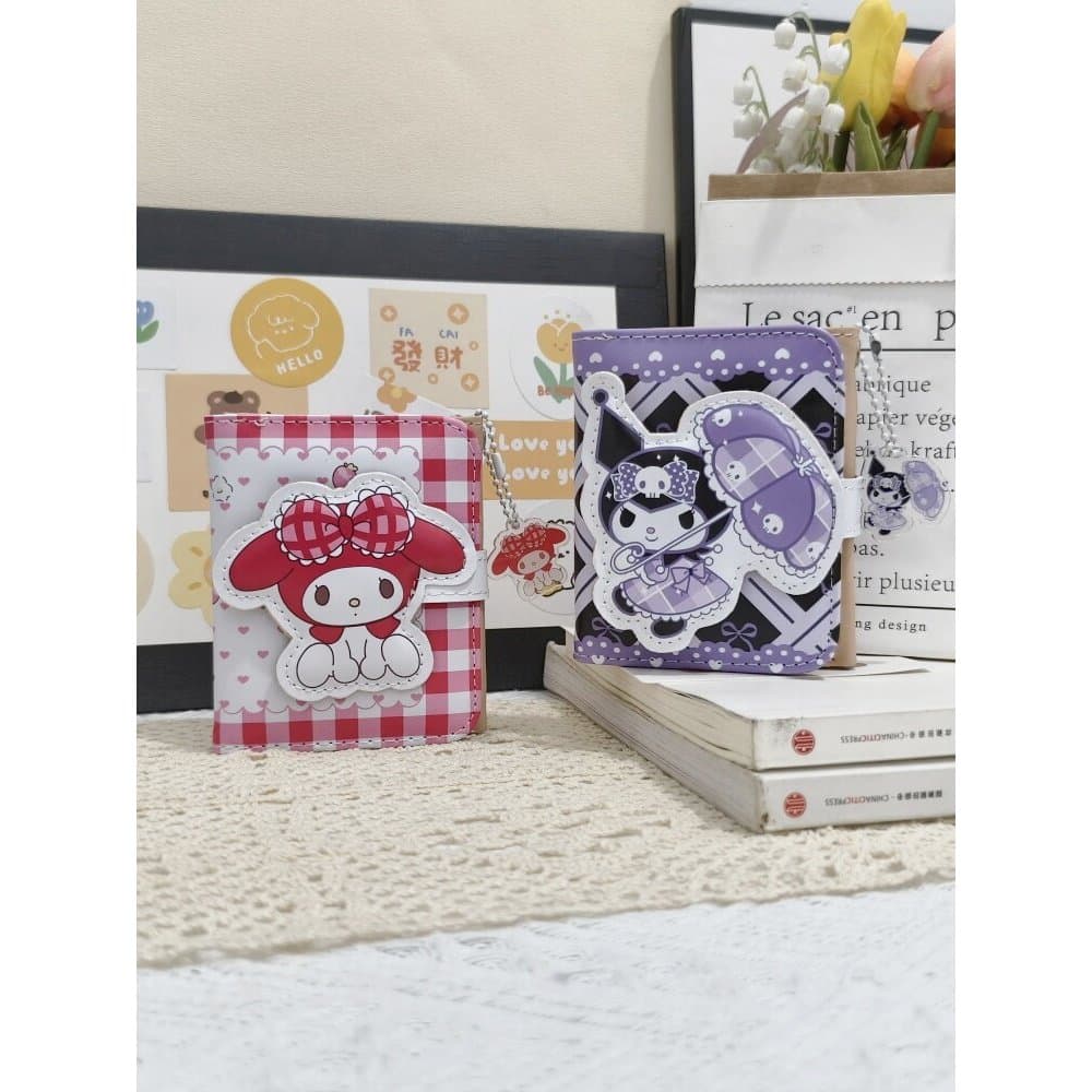 carteira femenina carteira feminina Bonito dos desenhos animados impressão carteira feminina curto Sanrio família bidime