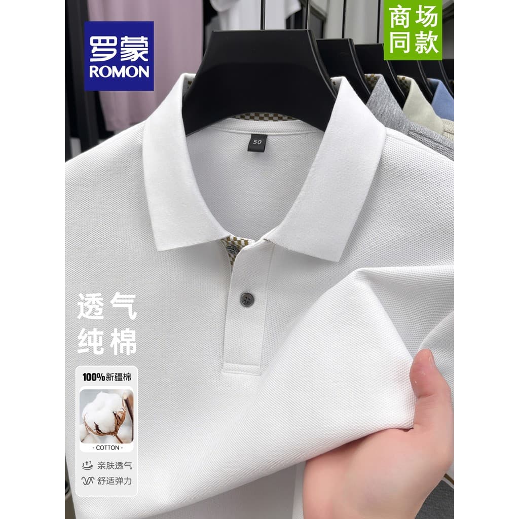 Lomon camiseta masculina de verão, algodão puro, respirável, fina, manga curta, camisa POLO, negócios, Casual, lapela, n