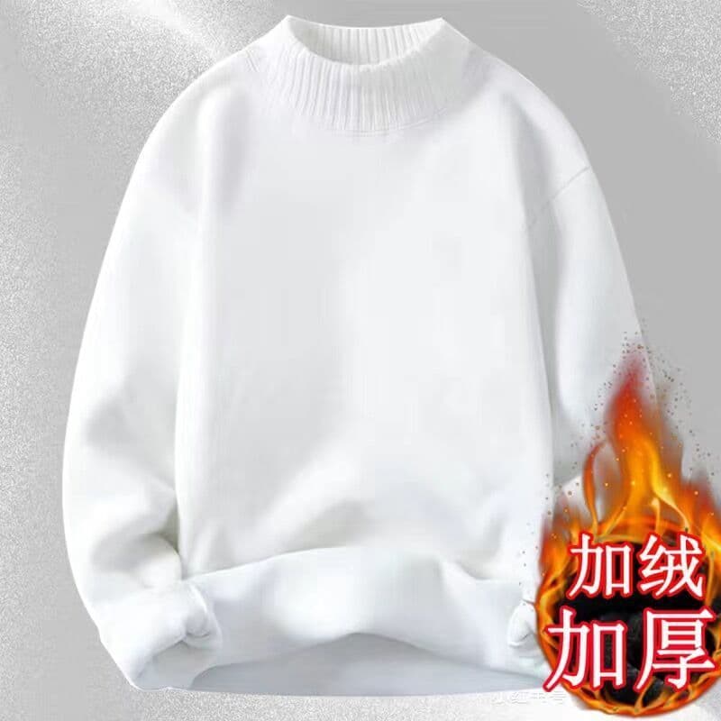 Meia gola alta camisola de lã de uma peça masculina 2024 inverno versão coreana malhas forro de lã engrossado jaqueta su