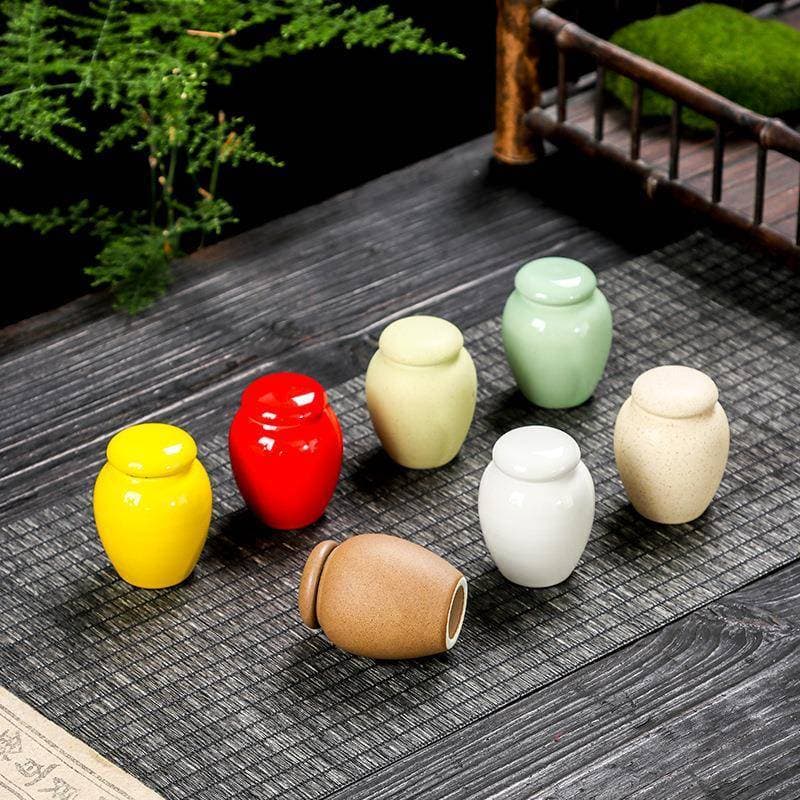 Latas pequenas de cerâmica retrô, latas de garrafa de porcelana com tampa, latas vazias de cor terra, Mini latas portáte