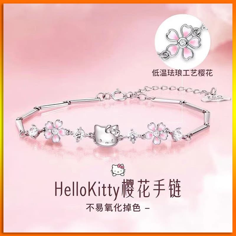 pulseira feminina pulseira Hellokitty Hello Kitty pulseira luz luxo nicho requintado flor de cerejeira pulseira presente