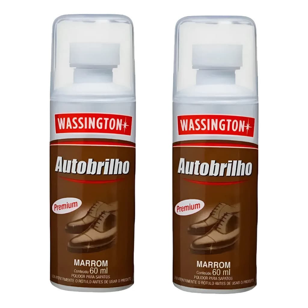 Kit 2 Polidor Liquido Para Sapato Marrom 60 Ml Wassington