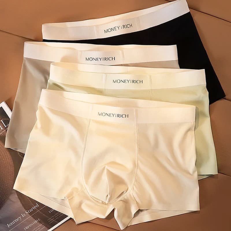 2026 novo estilo de verão roupa interior masculina seda gelo sem costura respirável antibacteriano boxer masculino estud