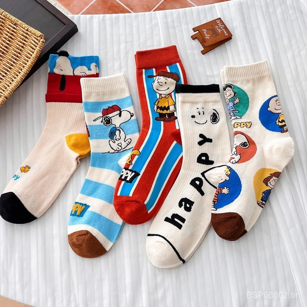 Meias Clássicas Snoopy Kawaii Cartoon Dog Socks-De Tripulação Estilo Japonês E Coreano Para Homens Mulheres Unissex