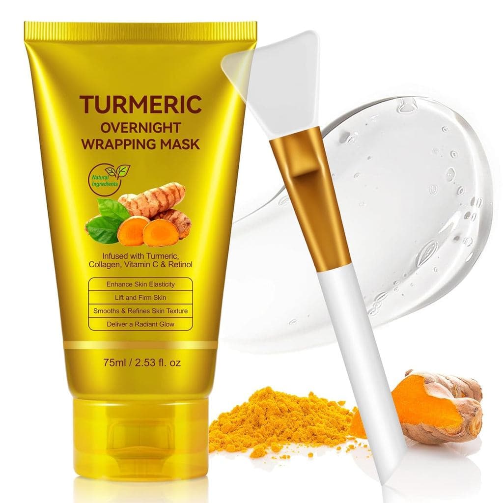 Máscara Noturna Peel Off de Cúrcuma, Vitamina C e Colágeno para Lifting e Firmeza do Rosto/Pescoço, Tratamento para Pele