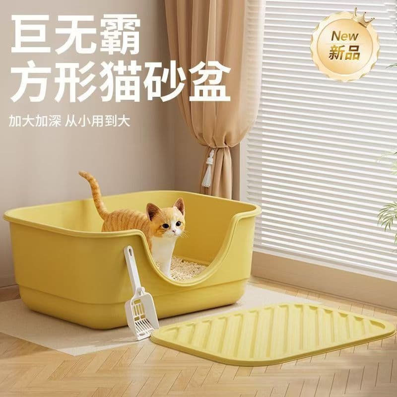 Caixa de areia para gatos de grandes dimensões, Semi-fechada, Anti-cinto, caixa de areia para gatos, tipo aberto, banhei