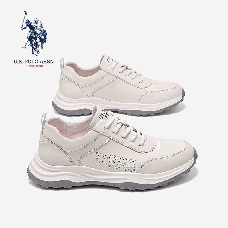 USPA oficial autêntico início do outono sapatos masculinos 2025 novo estilo sapatos de couro casuais sapatos brancos mas