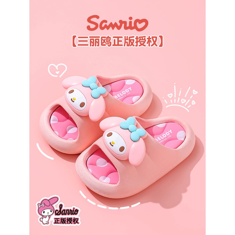 Chinelos infantis Kuromi genuínos com sola macia e leve para bebês, chinelos antiderrapantes para meninas Pa