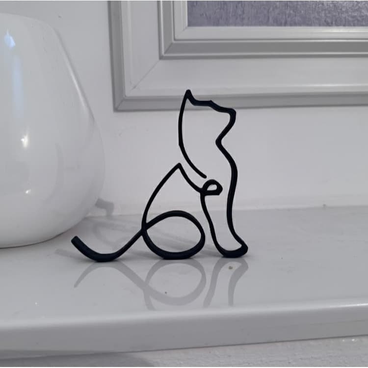 Escultura Decoração Gato - Elegância Felina - Minimalista de Gato