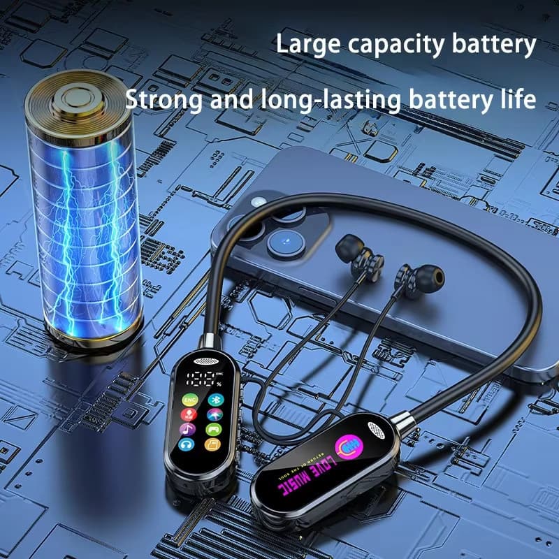 Fone Bluetooth P32 5.4 Magnético com Display LED Type-C Baixa Latência MP3 TF