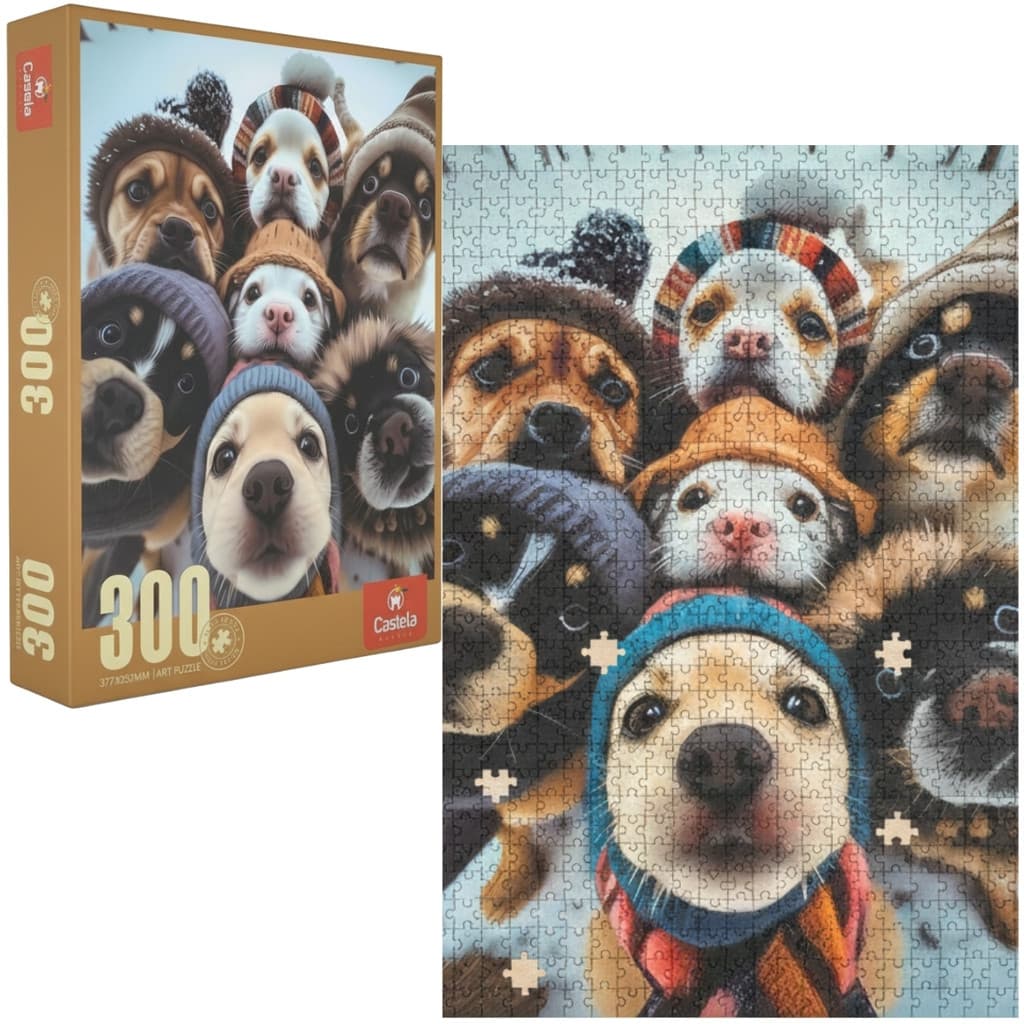 Quebra Cabeça Filhotes Na Neve 300 Peças Puzzle Premium Textura Sedosa - Castela
