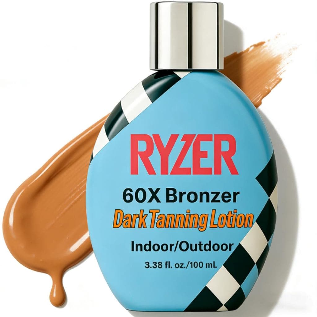 Loção Bronzeadora Ryzer, Loção para Cama de Bronzeamento com 60x Bronzer, Hidrata Profundamente para Disfarçar Manchas e