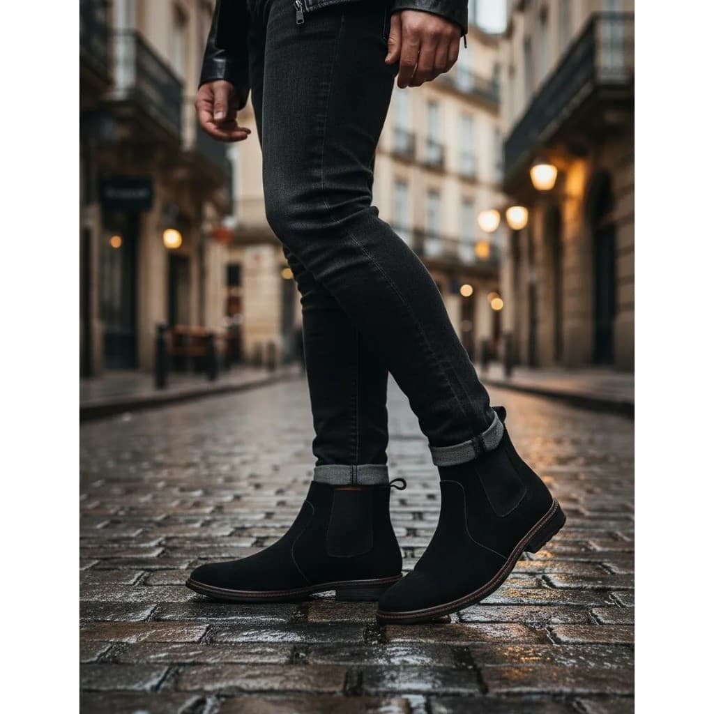 Botina Chelsea Colorado Casual Masculina Em Couro Camurça London
