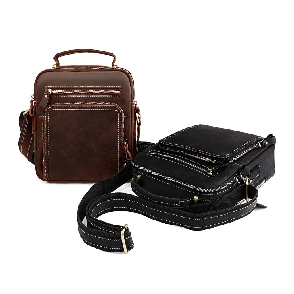 Comércio exterior europeu americano Retro cavalo louco bolsa mensageiro de couro multifuncional bolsa de ombro Cross-Bor