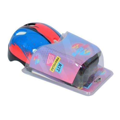 Kit Protecao Infantil Completo 7 Pecas Capacete Ajustavel Azul Vermelho Resistente Confortavel Seguro Ciclismo Skate ...