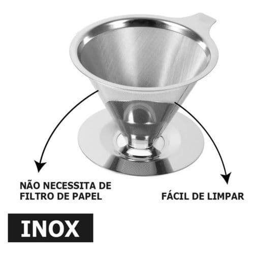 Coador Cafe Reutilizavel Inox Pour Over Livre Filter Eco Amigavel Facil Limpeza