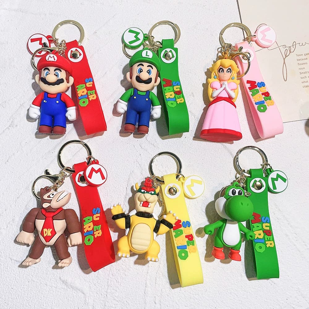 Novo chaveiro de personagem de anime do e Luigi, boneco pendente para mochila, brinquedo infantil
