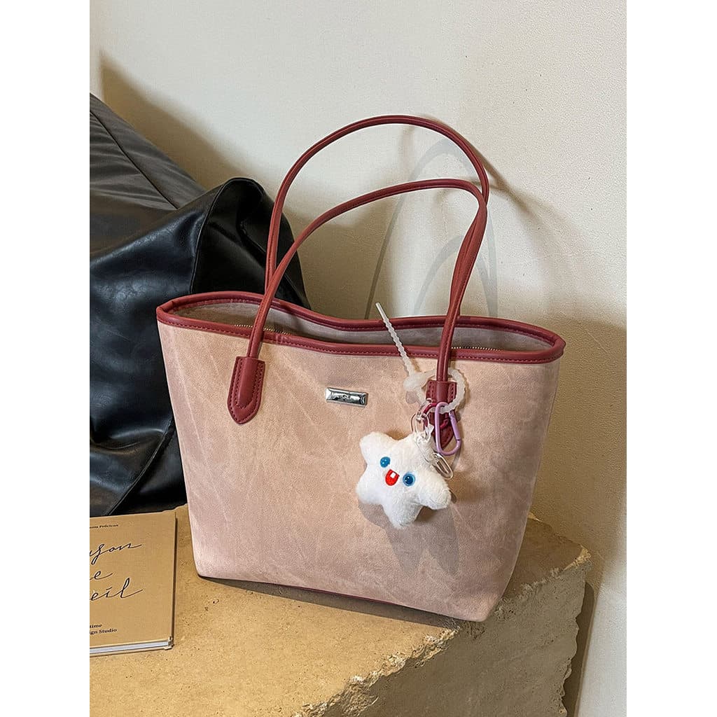 Coreano portátil Commuter saco primavera verão feminino 2024 novo estilo contraste cor sacola All-Match moda grande capa