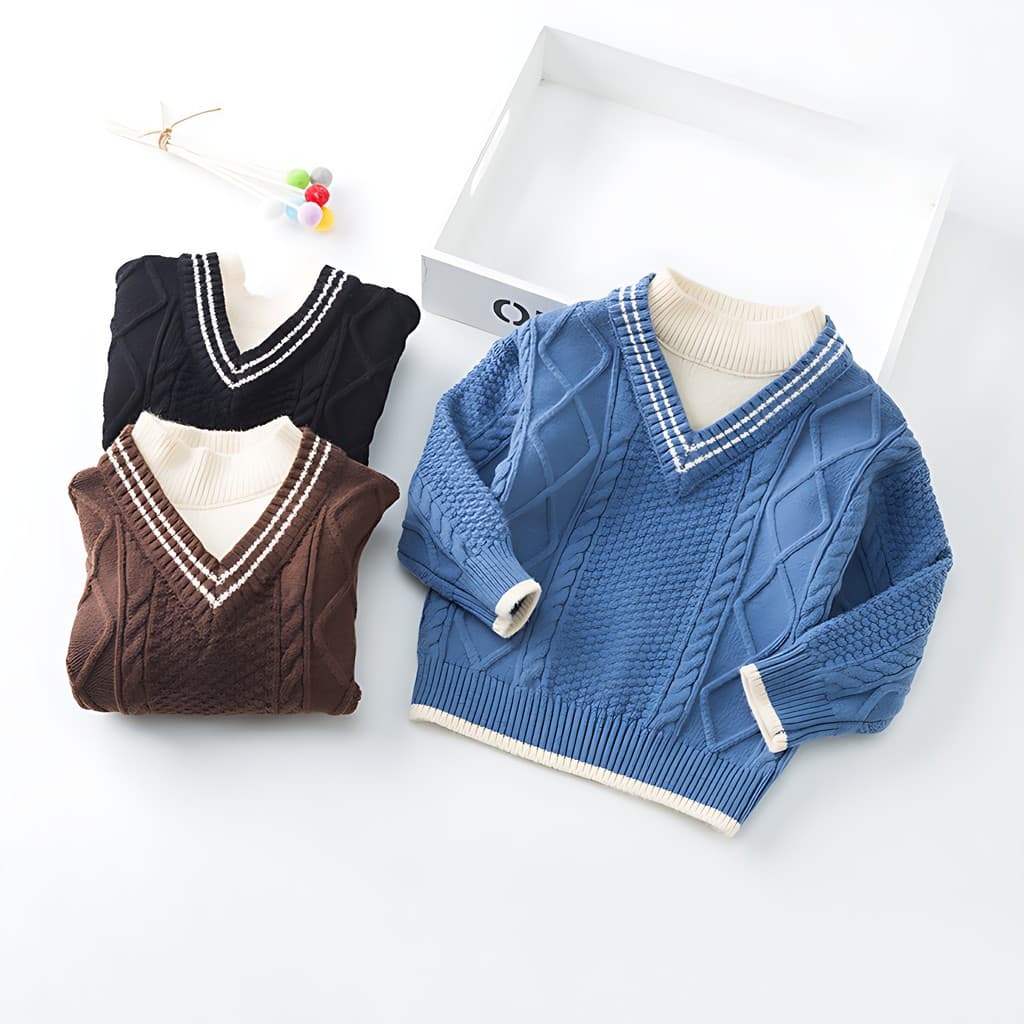 Meninos camisola 2026 novo estilo bebê versão coreana moda engrossado falso de duas peças crianças outono inverno moda p