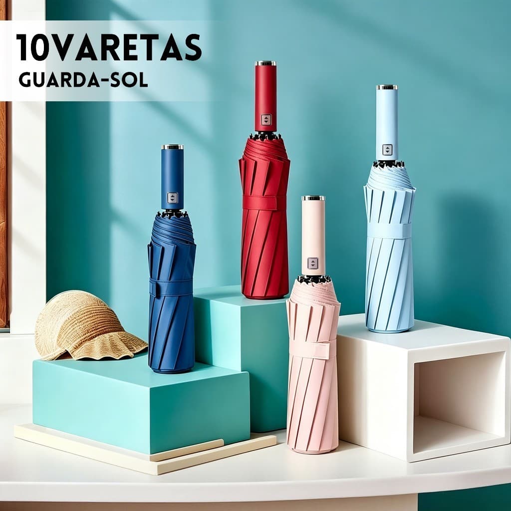 Guarda Chuva Automático Compacto, Resistente ao Vento, Impermeável para Uso Diário