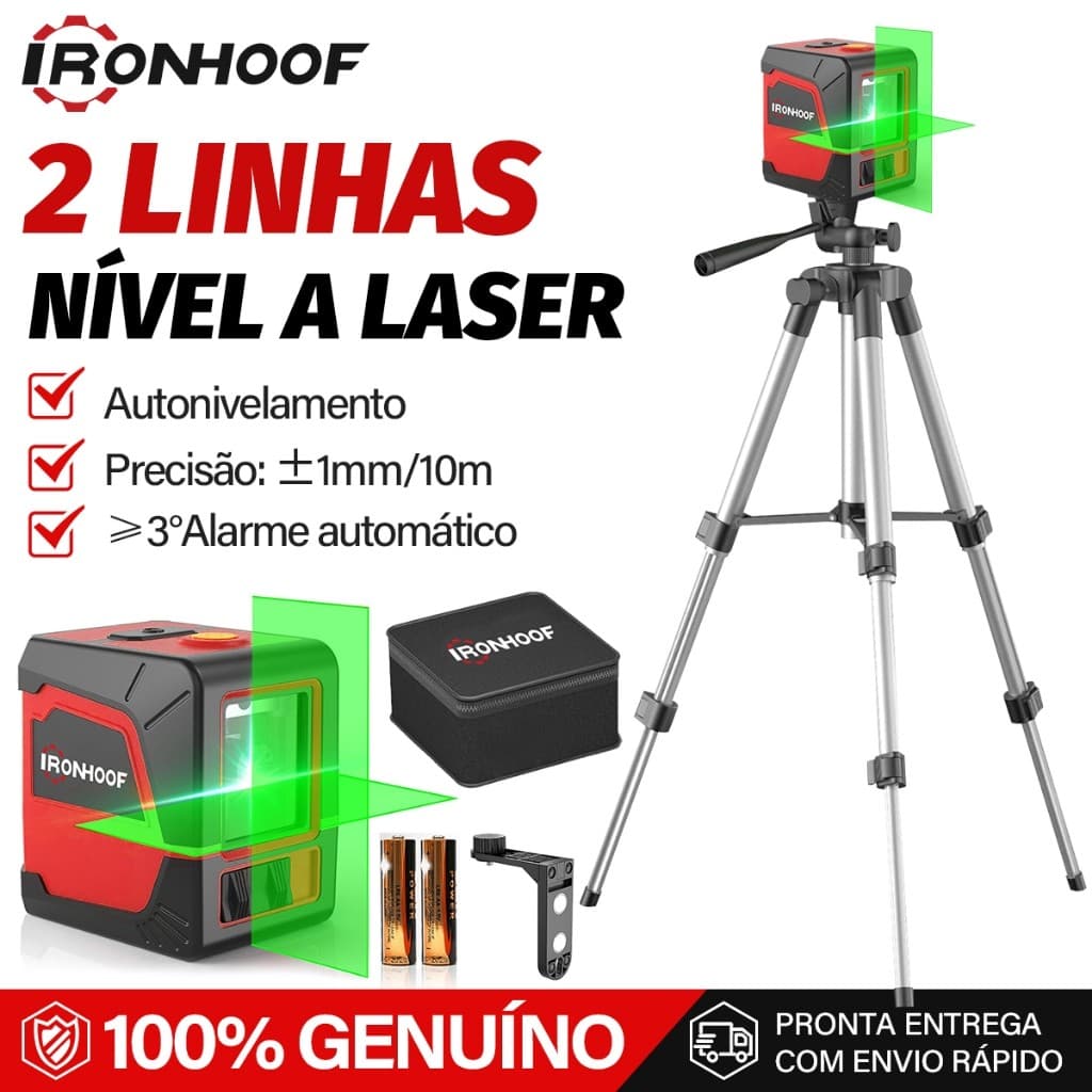Nivel A Laser Profissional com Tripé 2 Linhas Autonivelante ​​360 Grau