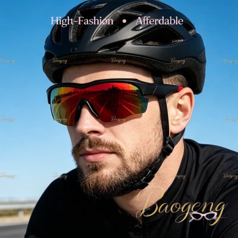 (BAOGENG) Estilo Esportivo Ao Ar Livre Corrida Ciclismo Aero Lente De Uma Peça Unissex Óculos De Sol Para Dirigir Nova C