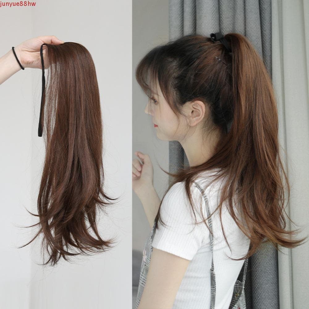 JUNYUE Cordão Reto Rabo De Cavalo Extensão Do Cabelo Acessórios Para O Fibra Resistente Ao Calor Envoltório Em Torno Sin
