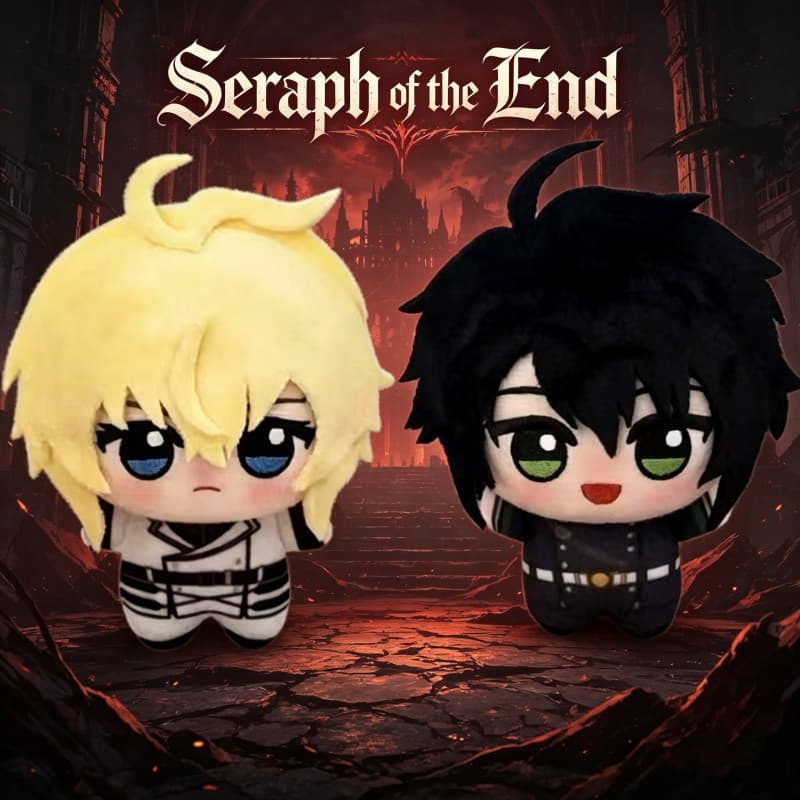Conjunto de Brinquedos de Pelúcia Seraph of the End Mikaela & Yuichiro, Boneco de Algodão Anime Fofo, Boneco de Pelúcia