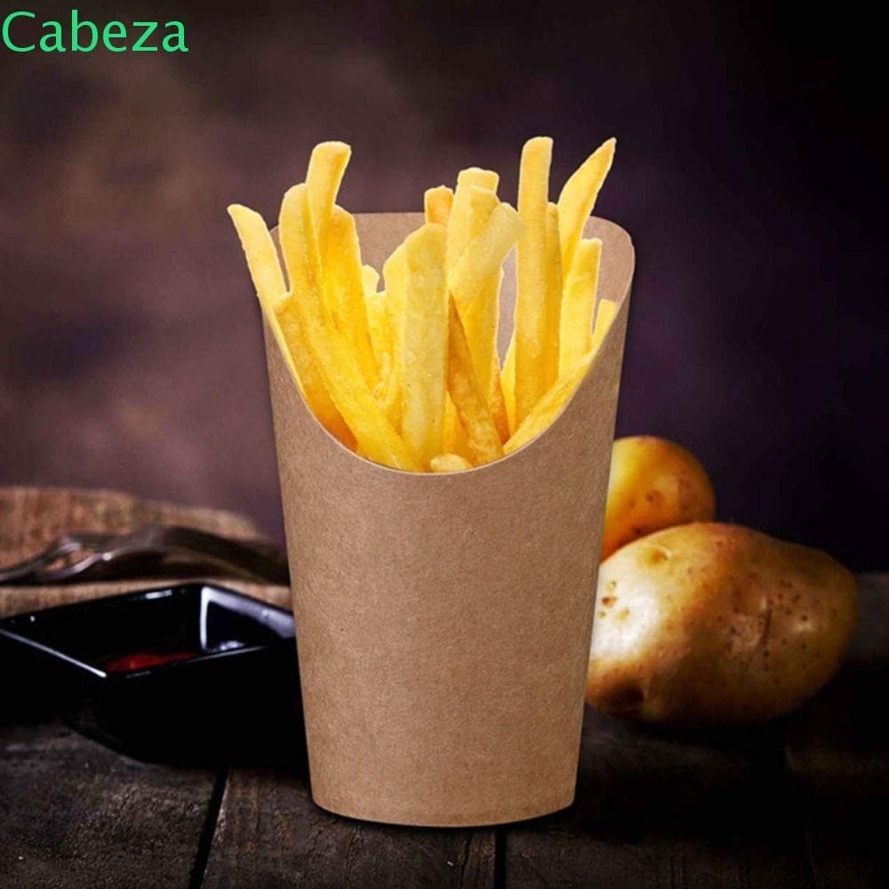 CABEZA1 50 Peças Copo Inclinado De Papel Kraft , De Batatas Fritas À Prova De Água Óleo Sorvete Descartável