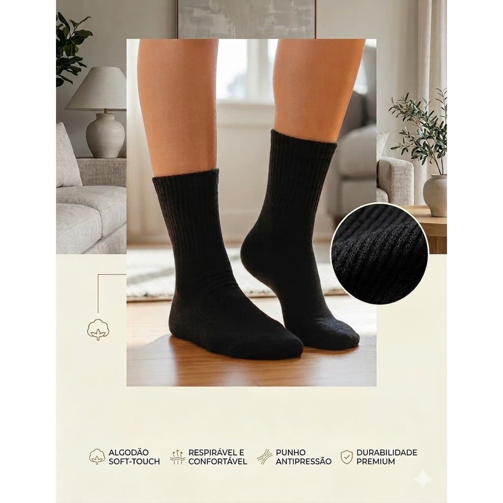 Kit 9 Meias Femininas Cano Longo Alto Macias e Confortáveis dia a dia top exclusivo