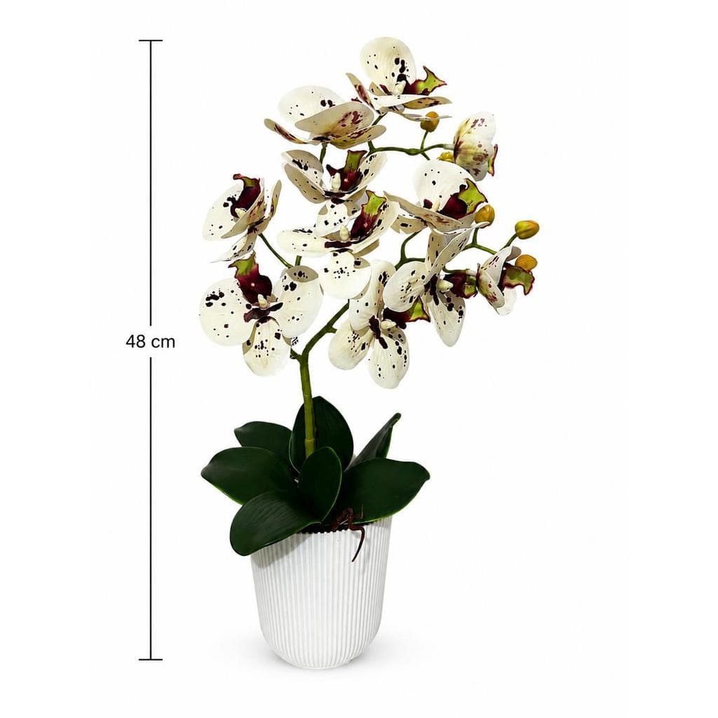 Vaso Plástico com Orquídea Artificial Florarte Decorativa 48 cm
