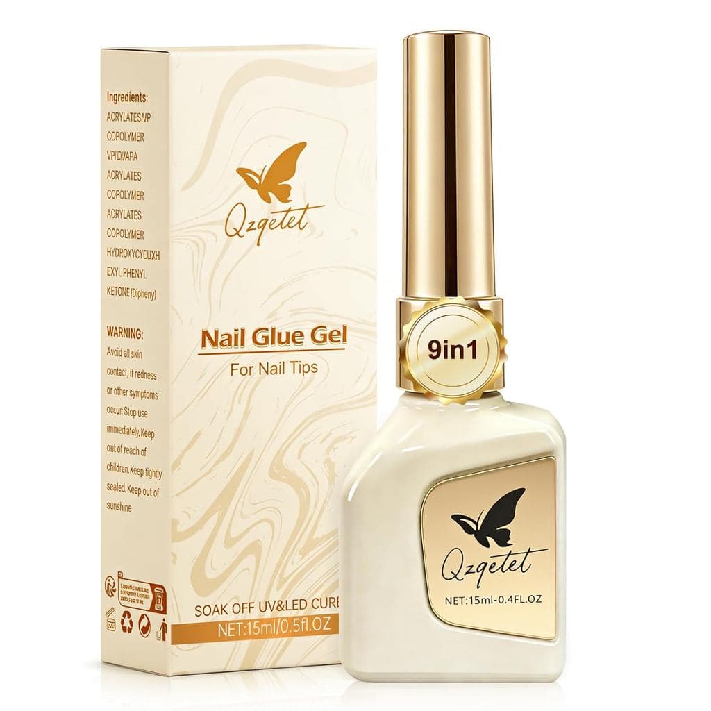 Cola para Unhas 9 em 1 15ml – Cola para unhas multiuso e potente, adequada para unhas postiças, unhas de pressão, pontas