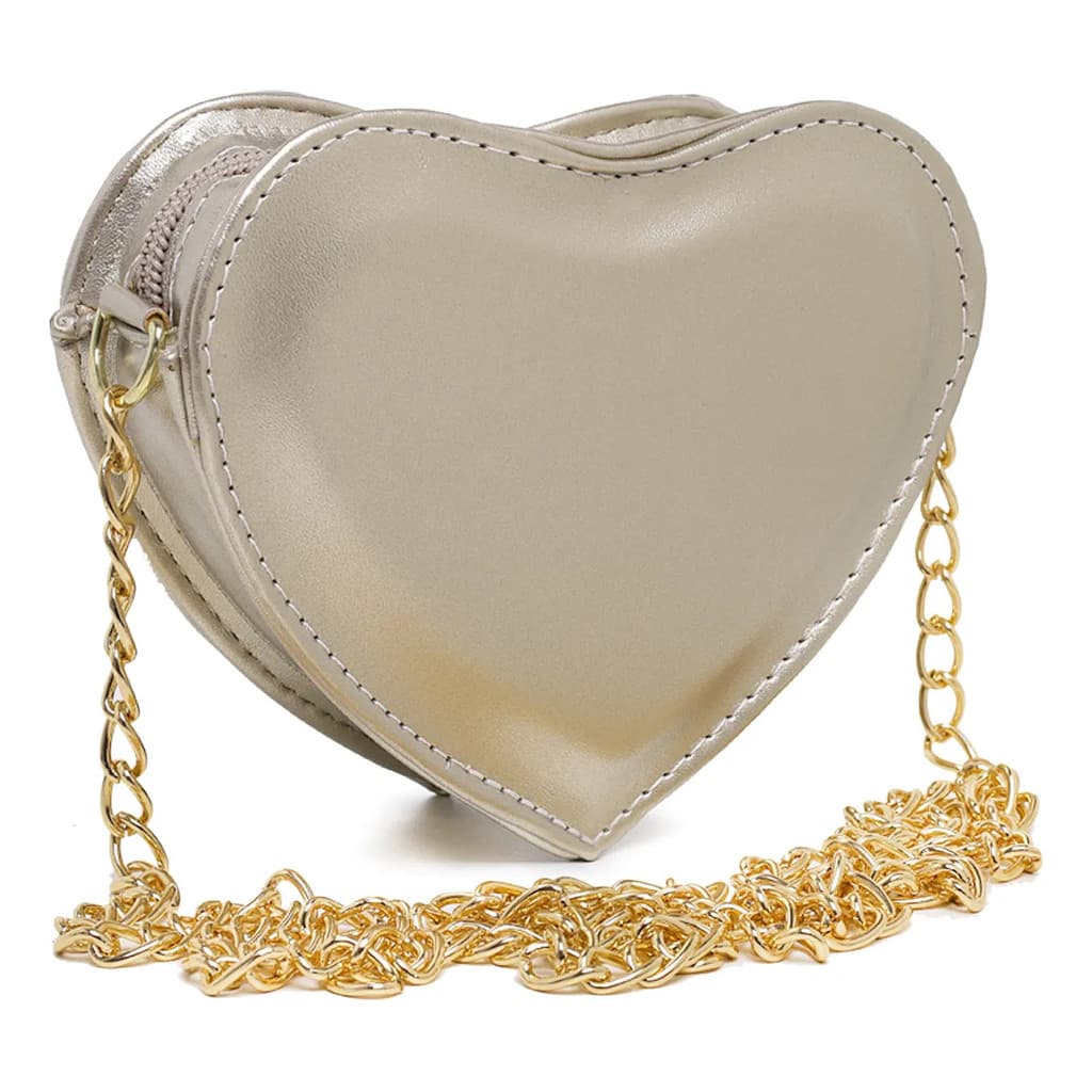 Bolsa Feminina Festa Luxo Coração Alça De Corrente Tiracolo