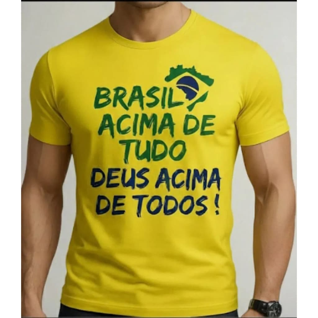 Camisa Brasil Acima Tudo Militar Masculina Flávio Bolsonaro