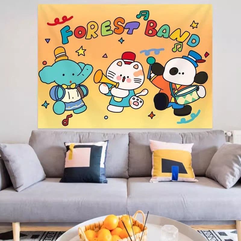 Suspensão De Parede Fofa De Desenho Animado , Cenário De Transmissão Ao Vivo , Decoração De Cabeceira , Tapeçaria , Dorm