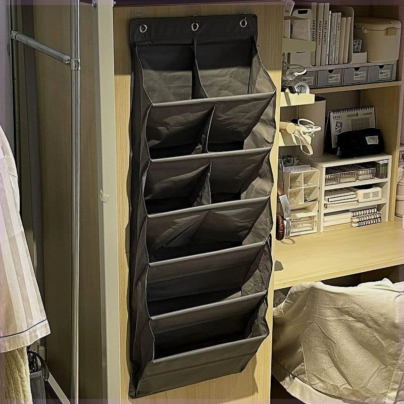 Tecido atrás da porta pendurado saco de armazenamento de sapatos brinquedos diversos classificação multicamadas saco de