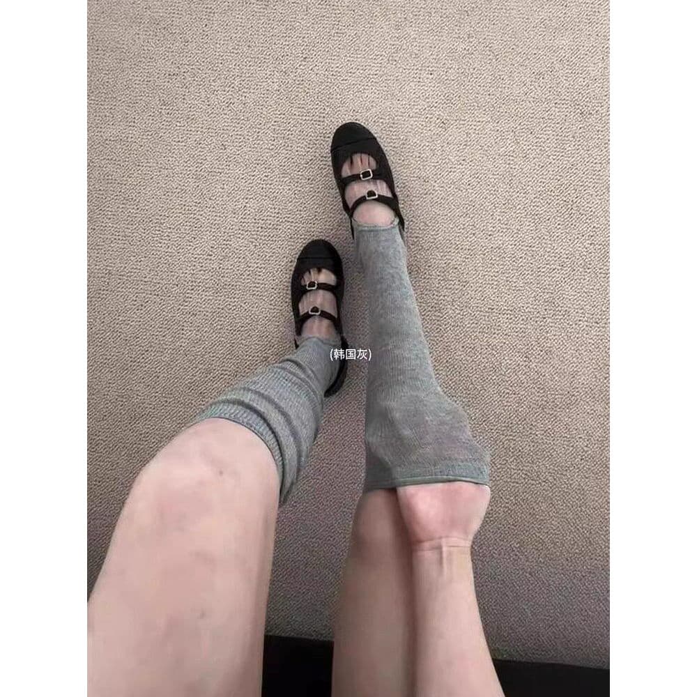 Recomenda 100 vezes!Ame este estilo coreano meias transparentes ~ Super temperamento cinza claro ~ arranjo estilo balé