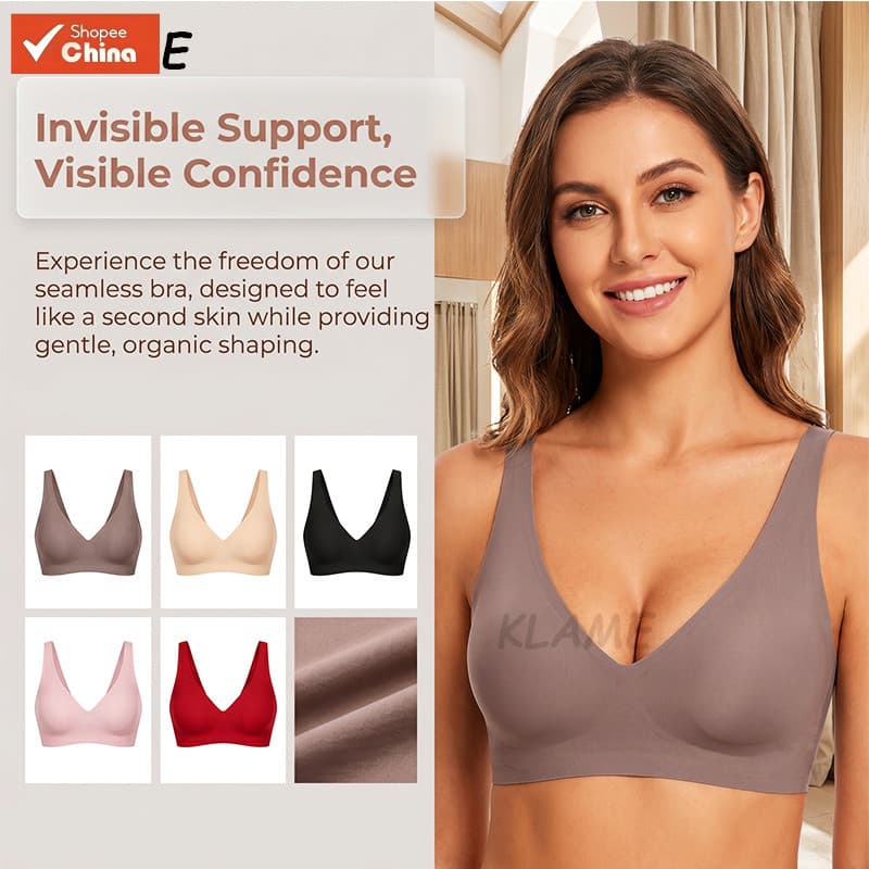 Sutiã de Gelatina Push-Up Sem Costura com Decote Profundo em V para Mulheres, Tamanhos Grandes S-3XL, Confortável, STEQ
