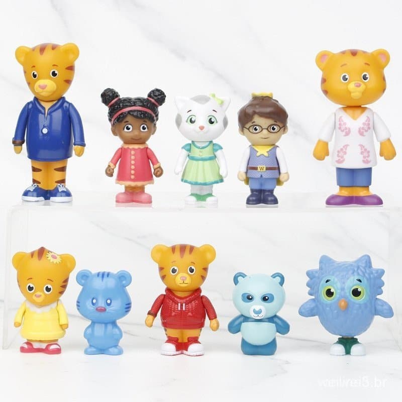 10Pcs/Set 5-9cm Daniel Tiger's Neighborhood Friends Figuras Tiger Prince Elaina Owl Katerina Q Versão PVC De Ação Modelo
