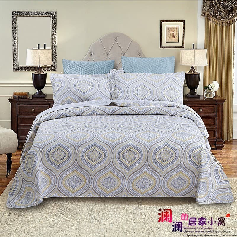 Exportação de comércio exterior círculo amarelo capa de cama conjunto de três peças acolchoado lavado colcha folha engro