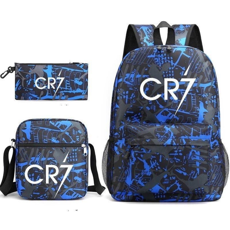 Kit de Mochila Escolar Juvenil Masculina 3 Peças CR7 YDD3 INPI