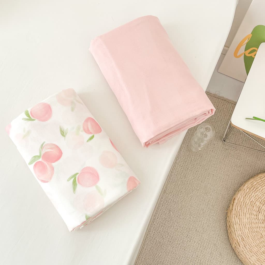 Coisas mentais de pêssego | Knock on Beauty Girl Rosa Pêssego Design Original Algodão Fio Duplo Lençol Estilo Macio